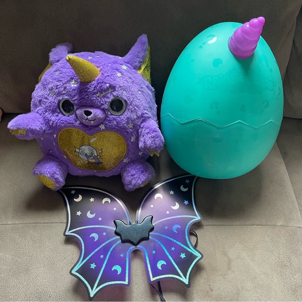rainbocorn Monstercorn Purple and Gold Plush Toy with Egg 11”